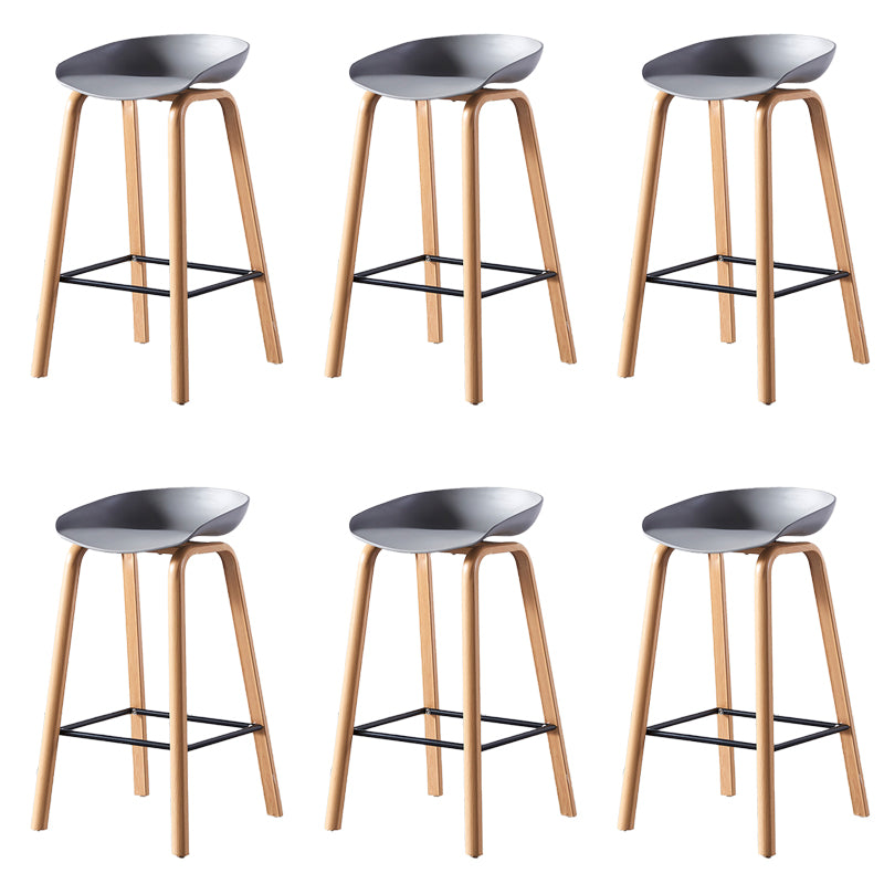 Contemporary Plastic Bucket Low Back Bar Stools with Metal Base
