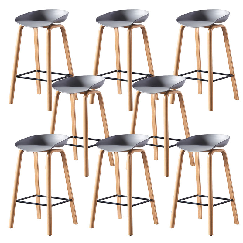 Contemporary Plastic Bucket Low Back Bar Stools with Metal Base