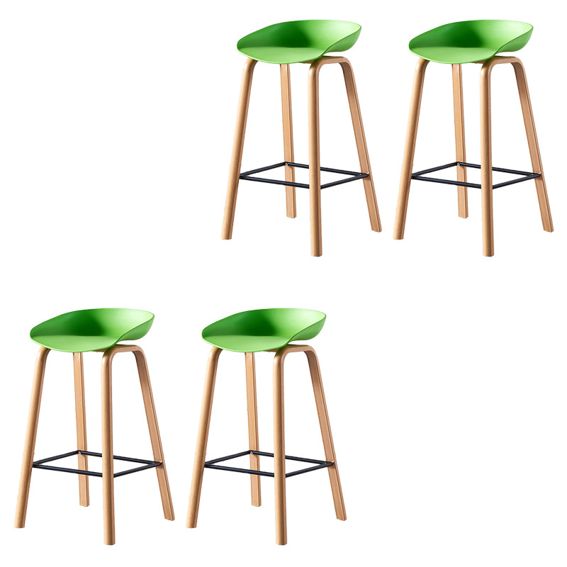Contemporary Plastic Bucket Low Back Bar Stools with Metal Base