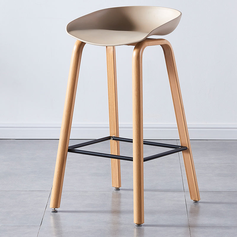 Contemporary Plastic Bucket Low Back Bar Stools with Metal Base