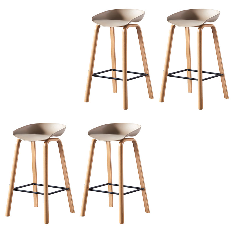 Contemporary Plastic Bucket Low Back Bar Stools with Metal Base