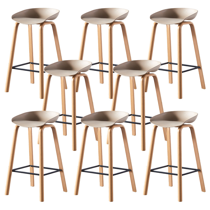 Contemporary Plastic Bucket Low Back Bar Stools with Metal Base