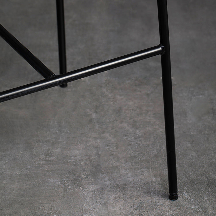 Contemporary Backrest Solid Wood and Metal Counter High Stool with 4 Legs