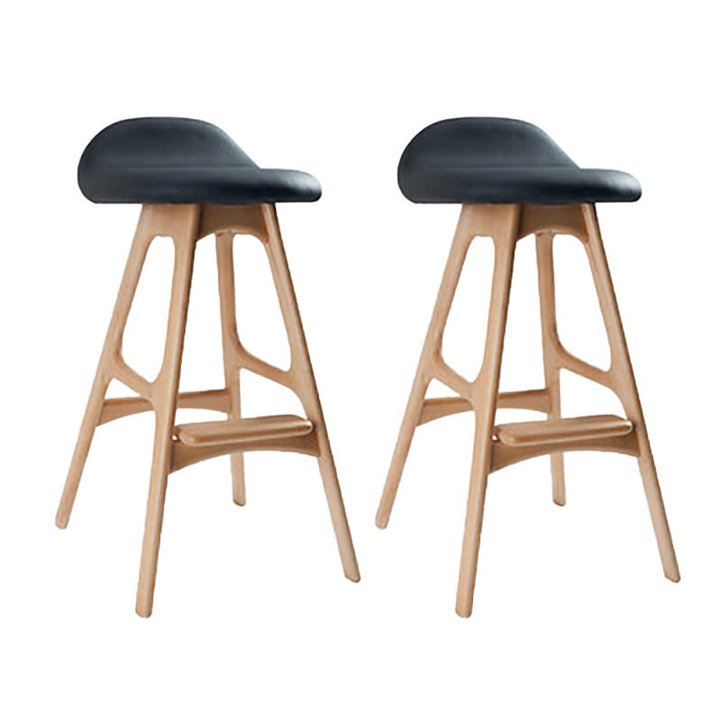 Contemporary Upholstered Faux Leather Bar Stool with Solid Wood Base