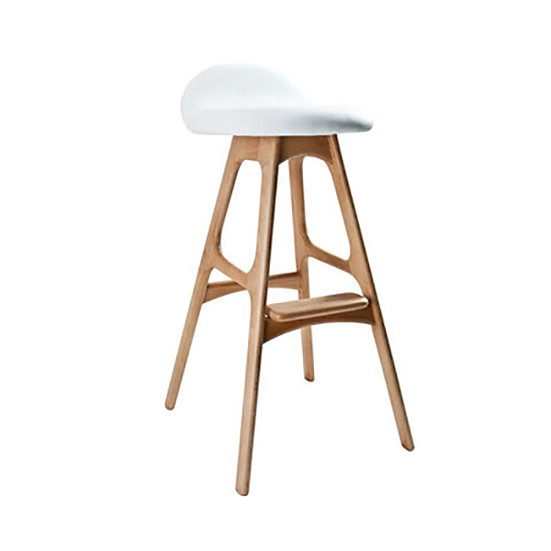 Contemporary Upholstered Faux Leather Bar Stool with Solid Wood Base