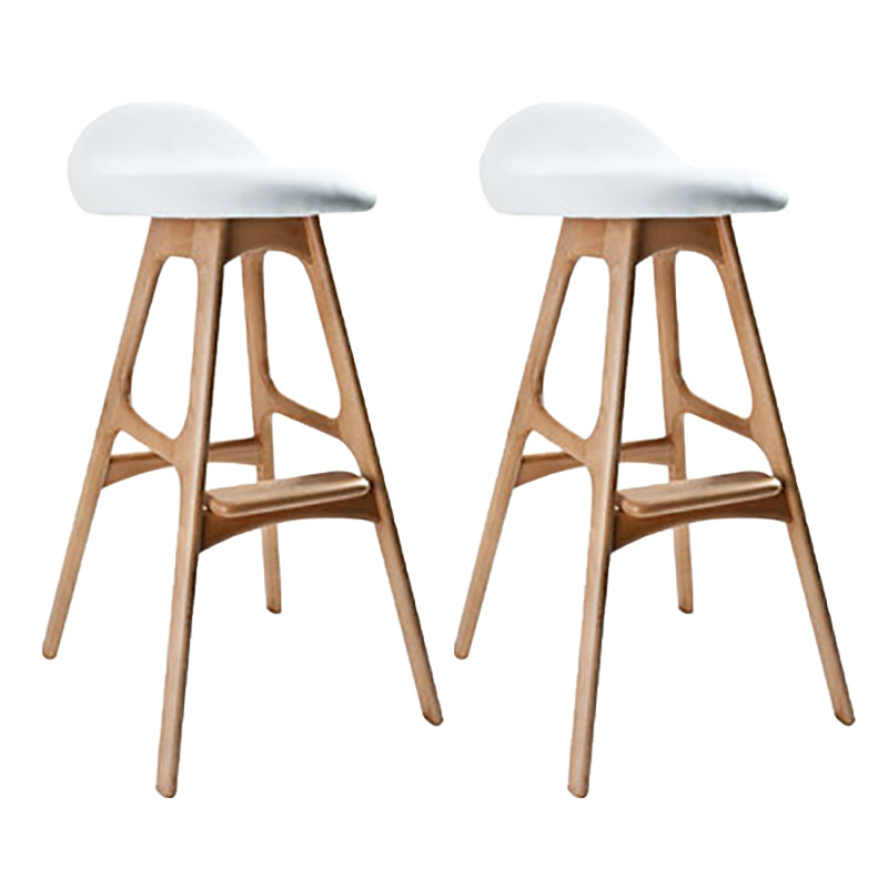 Contemporary Upholstered Faux Leather Bar Stool with Solid Wood Base