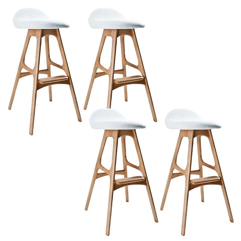Contemporary Upholstered Faux Leather Bar Stool with Solid Wood Base