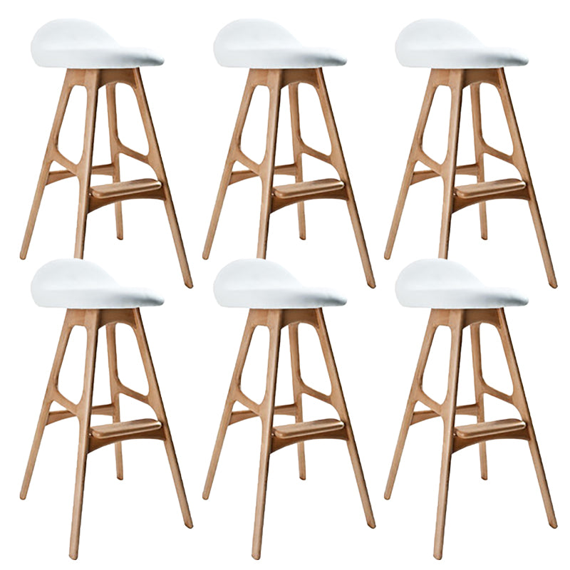 Contemporary Upholstered Faux Leather Bar Stool with Solid Wood Base