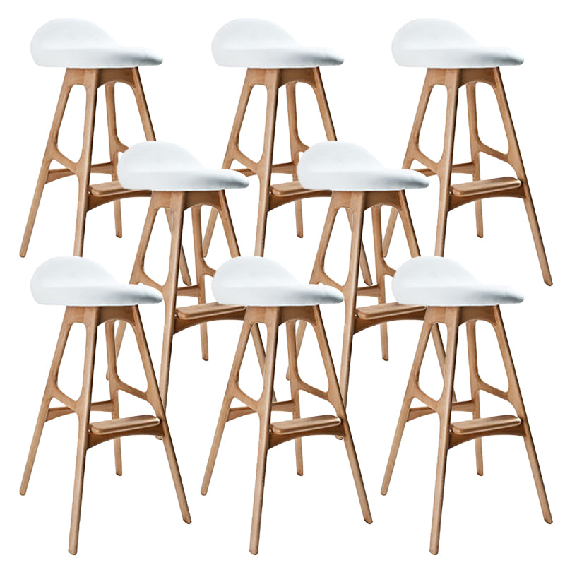 Contemporary Upholstered Faux Leather Bar Stool with Solid Wood Base