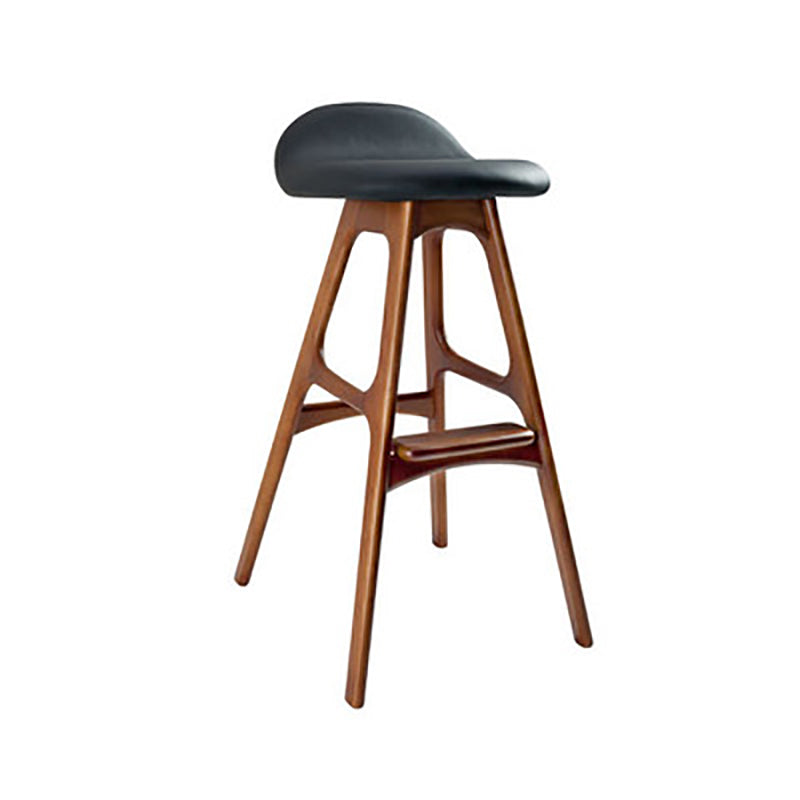 Contemporary Upholstered Faux Leather Bar Stool with Solid Wood Base