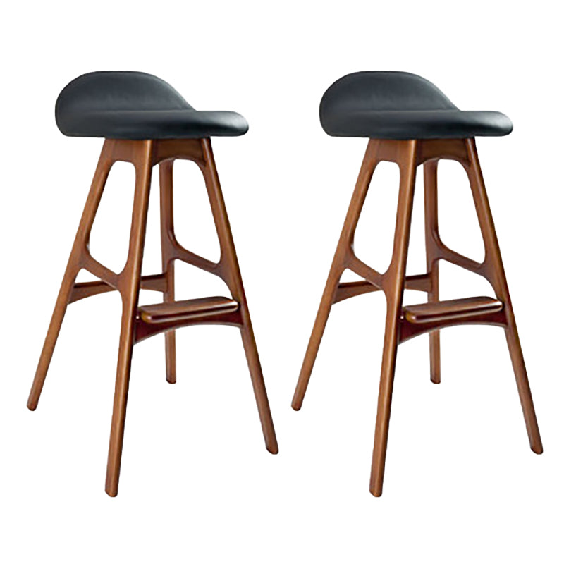 Contemporary Upholstered Faux Leather Bar Stool with Solid Wood Base
