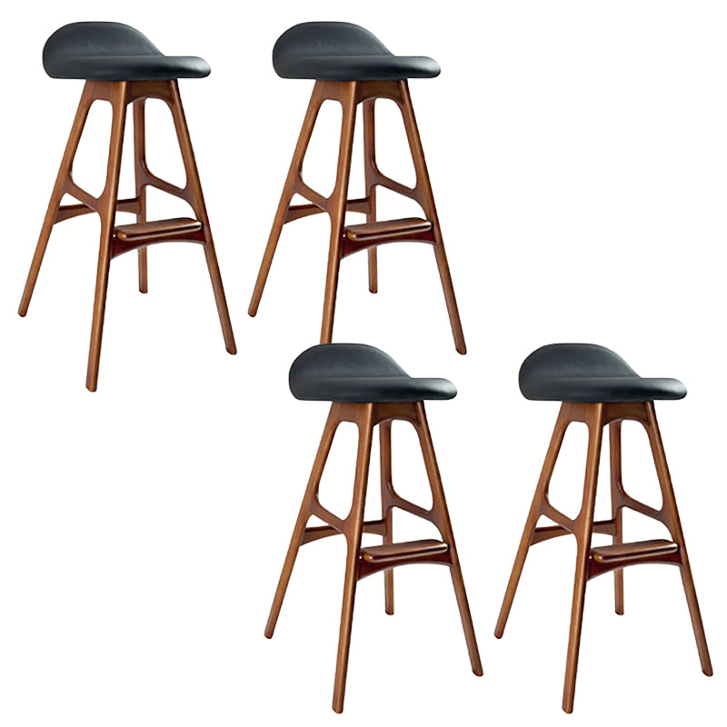 Contemporary Upholstered Faux Leather Bar Stool with Solid Wood Base