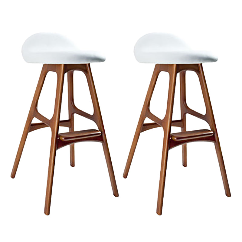 Contemporary Upholstered Faux Leather Bar Stool with Solid Wood Base