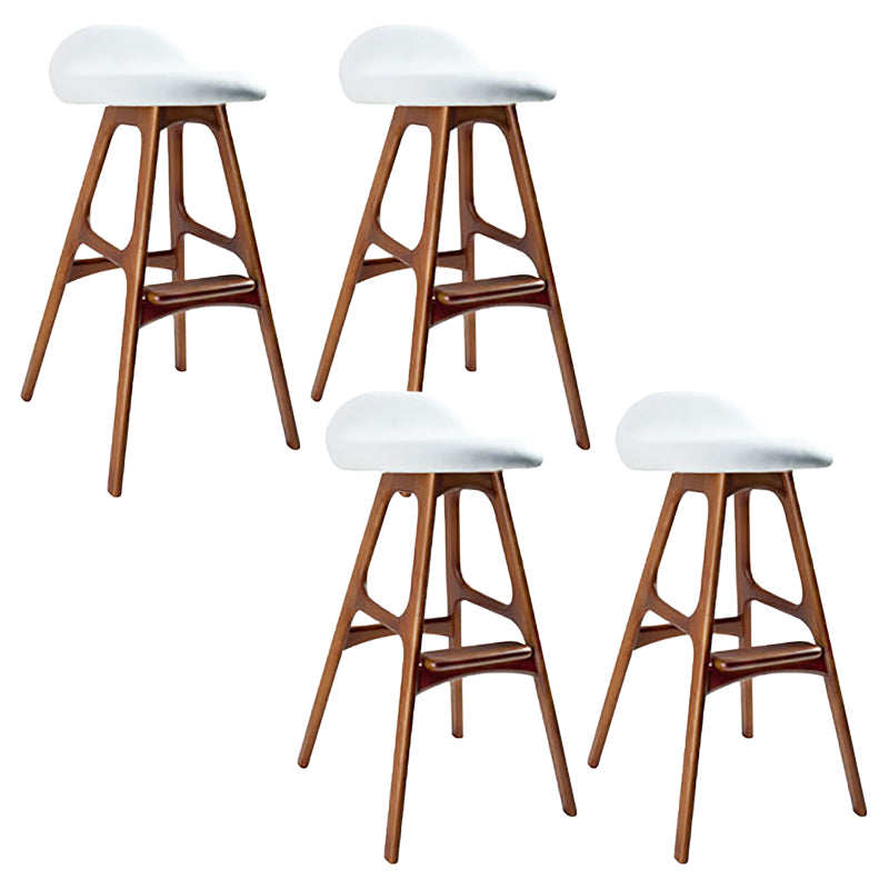 Contemporary Upholstered Faux Leather Bar Stool with Solid Wood Base