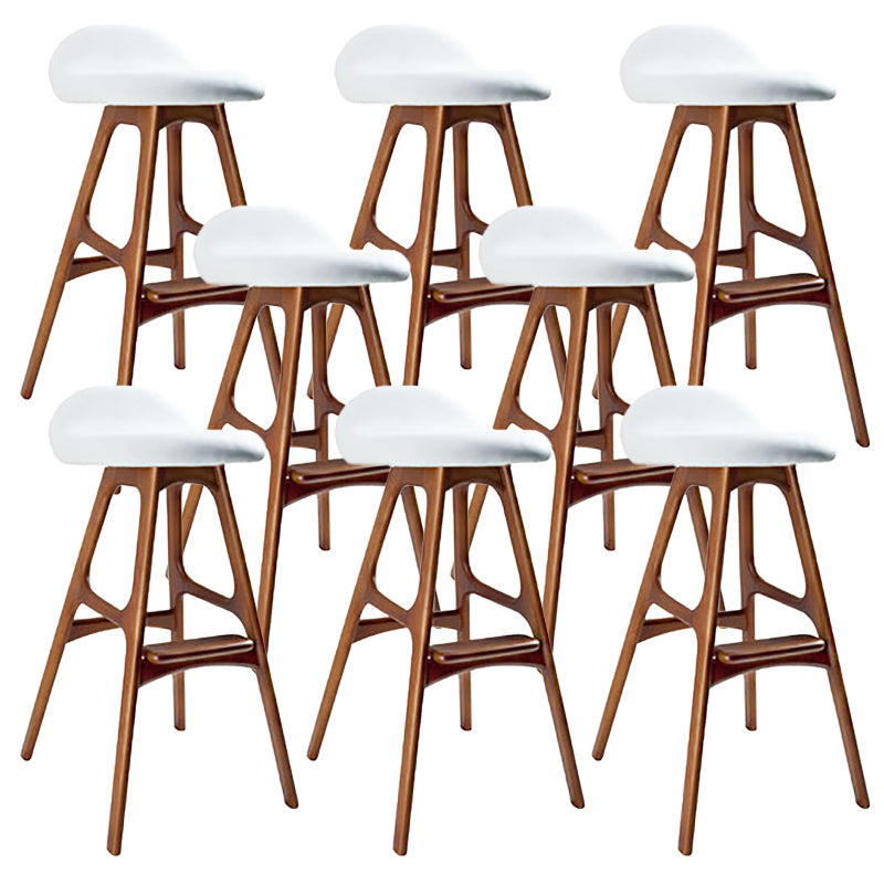 Contemporary Upholstered Faux Leather Bar Stool with Solid Wood Base