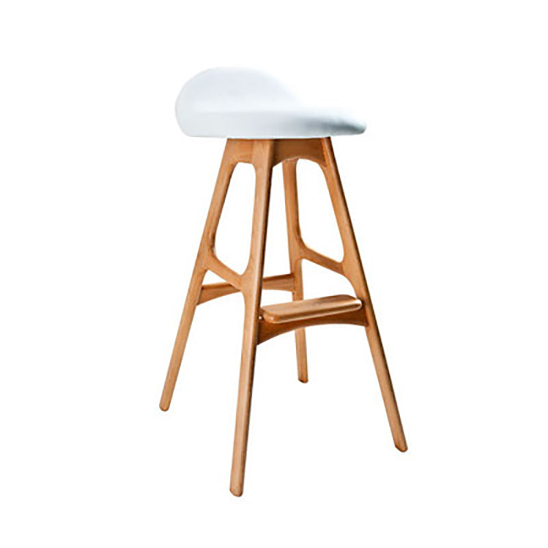 Contemporary Upholstered Faux Leather Bar Stool with Solid Wood Base