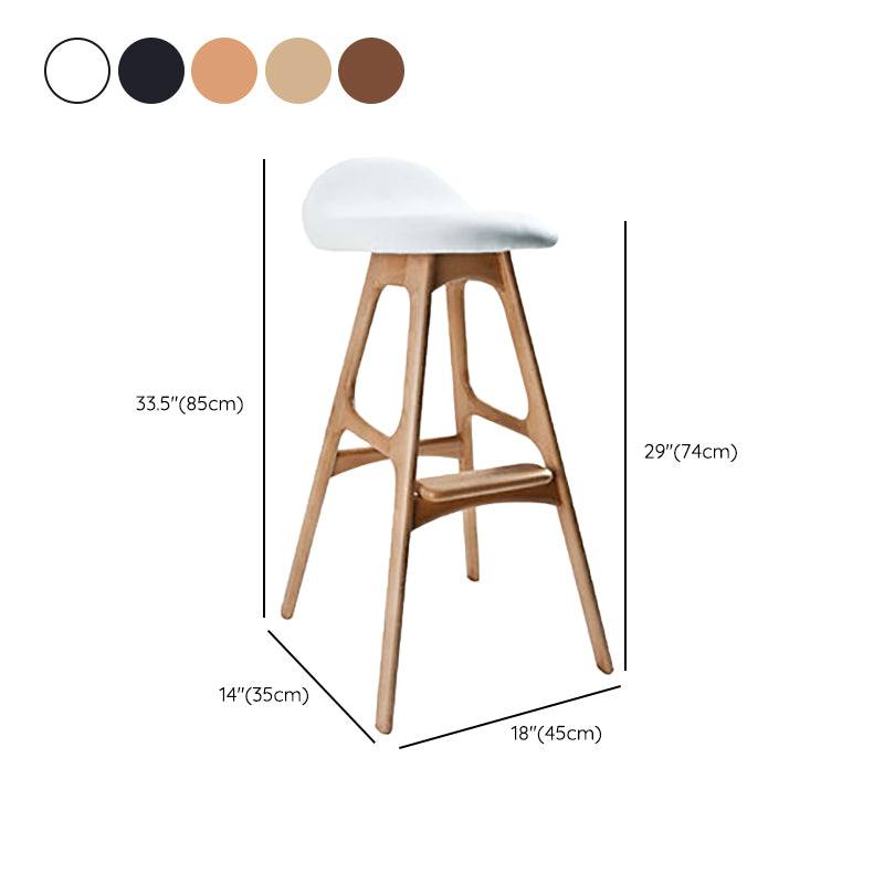 Contemporary Upholstered Faux Leather Bar Stool with Solid Wood Base
