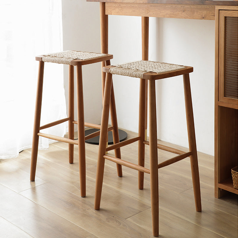 Contemporary Backless Bar Stools with Cherry Solid Wood Base
