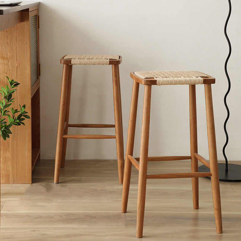 Contemporary Backless Bar Stools with Cherry Solid Wood Base