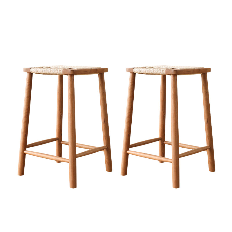 Contemporary Backless Bar Stools with Cherry Solid Wood Base