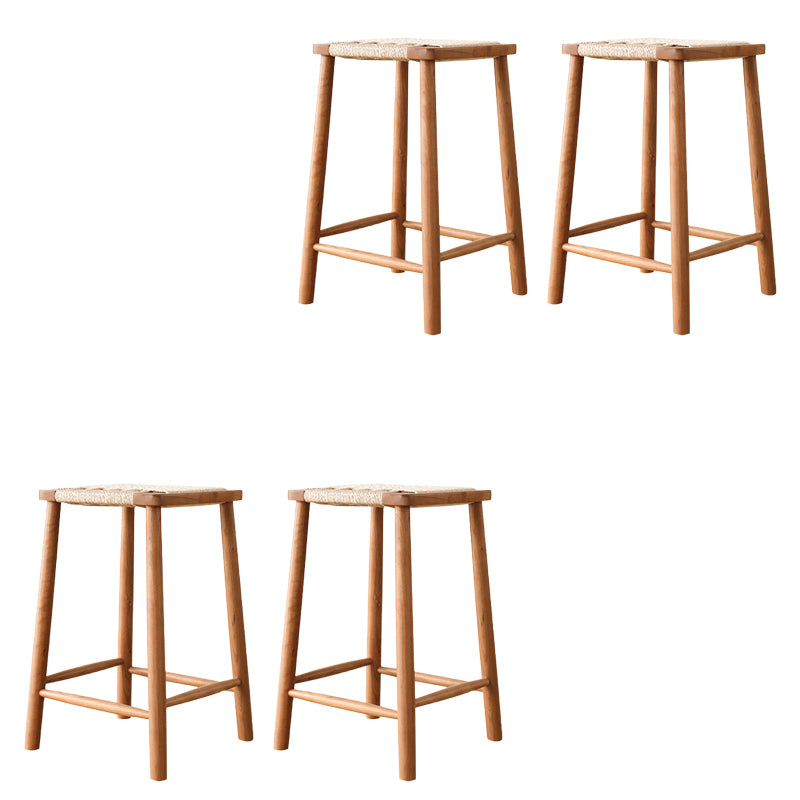 Contemporary Backless Bar Stools with Cherry Solid Wood Base