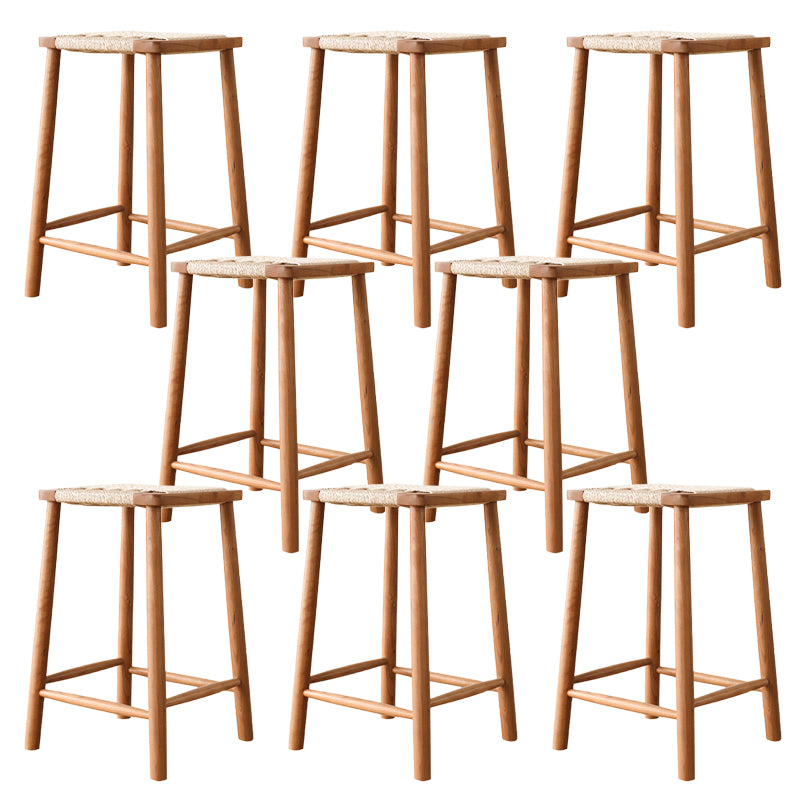 Contemporary Backless Bar Stools with Cherry Solid Wood Base