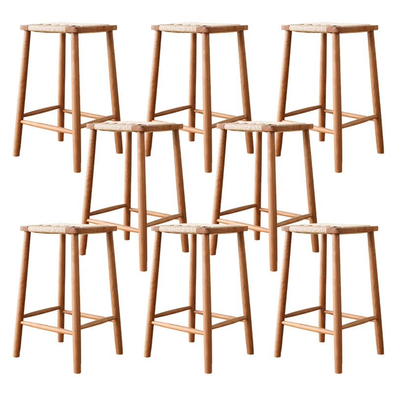 Contemporary Backless Bar Stools with Cherry Solid Wood Base
