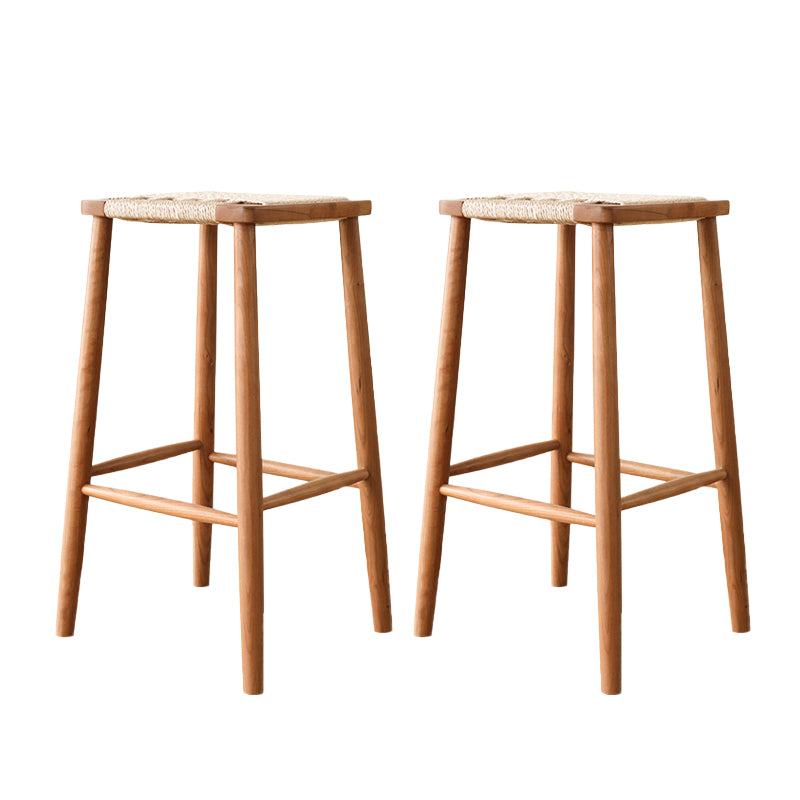 Contemporary Backless Bar Stools with Cherry Solid Wood Base