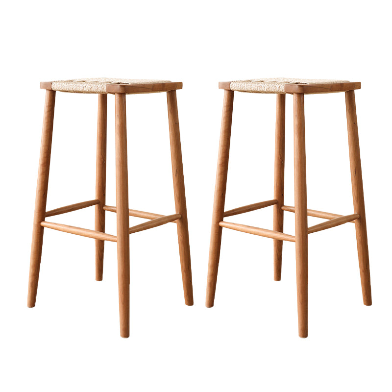 Contemporary Backless Bar Stools with Cherry Solid Wood Base
