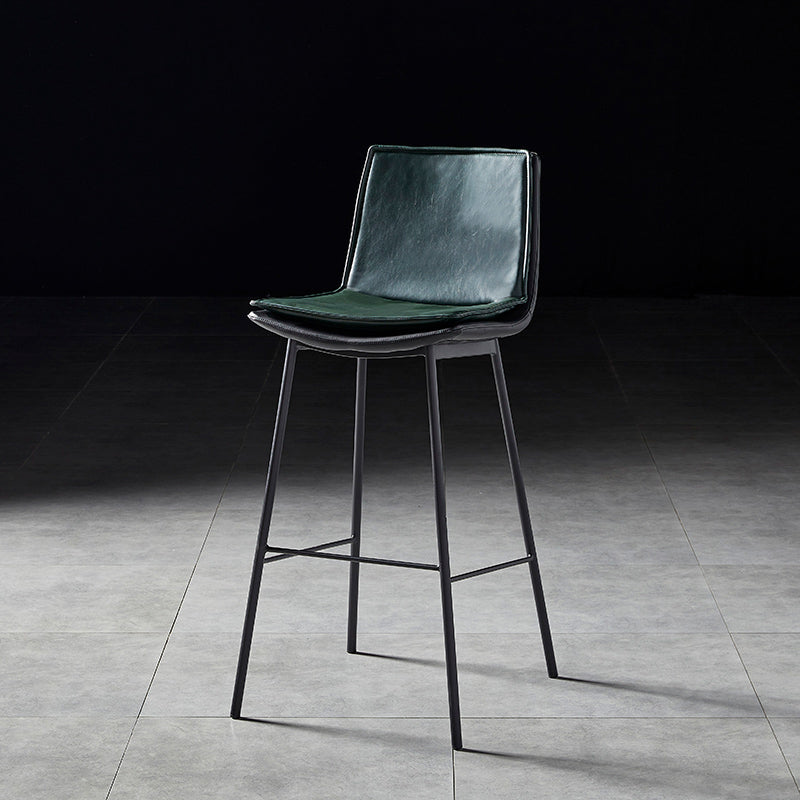 Contemporary Style Low Back Leather Armless Bar Stool with Metal Legs
