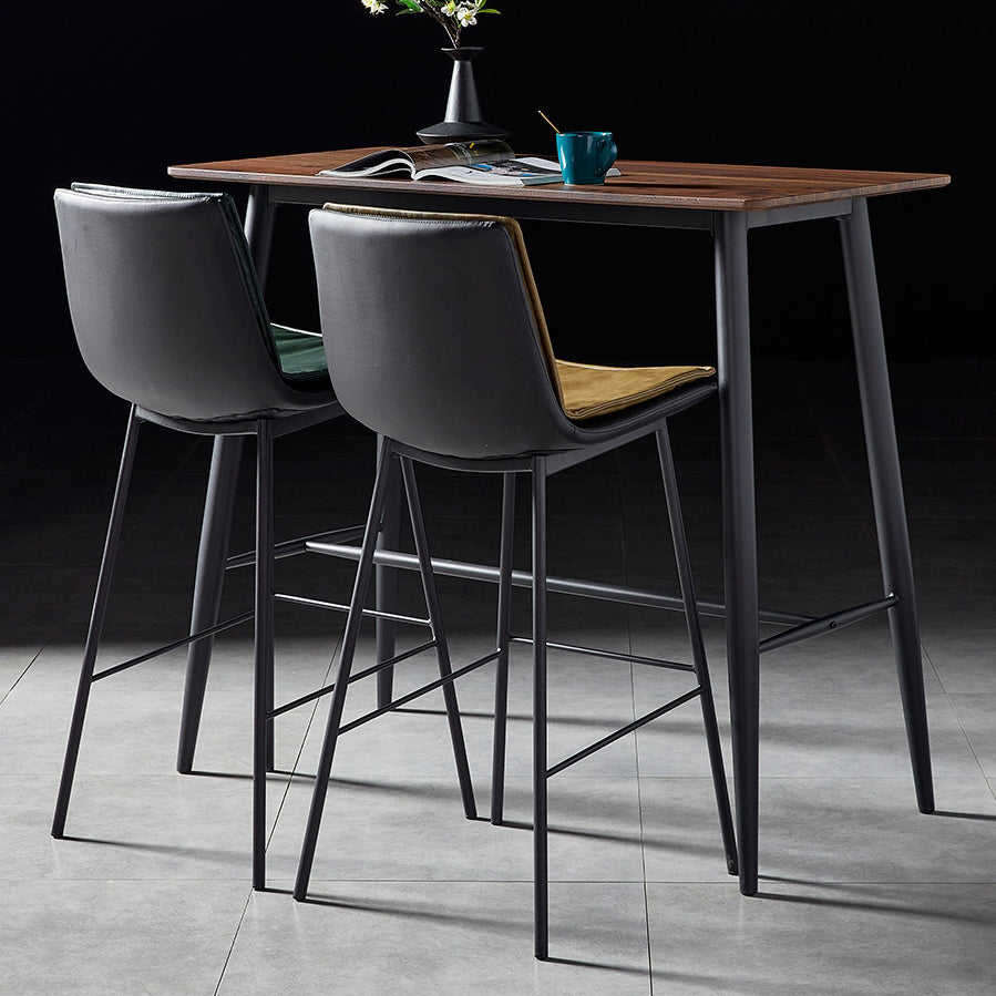 Contemporary Style Low Back Leather Armless Bar Stool with Metal Legs