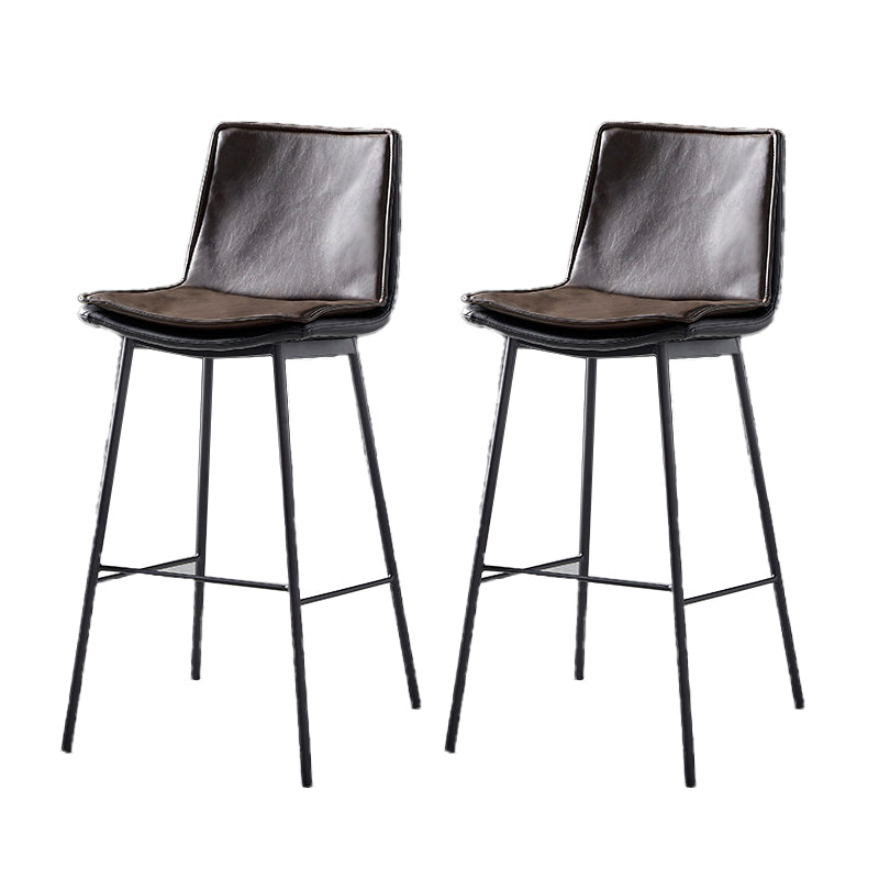 Contemporary Style Low Back Leather Armless Bar Stool with Metal Legs