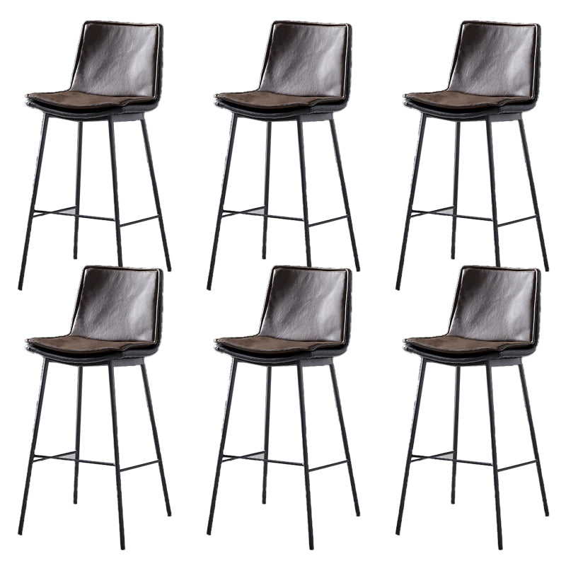 Contemporary Style Low Back Leather Armless Bar Stool with Metal Legs