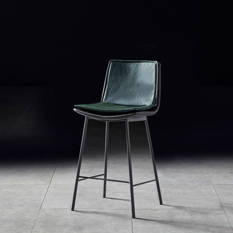 Contemporary Style Low Back Leather Armless Bar Stool with Metal Legs