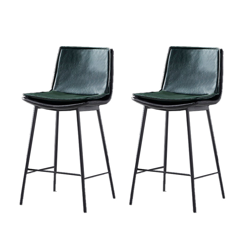 Contemporary Style Low Back Leather Armless Bar Stool with Metal Legs