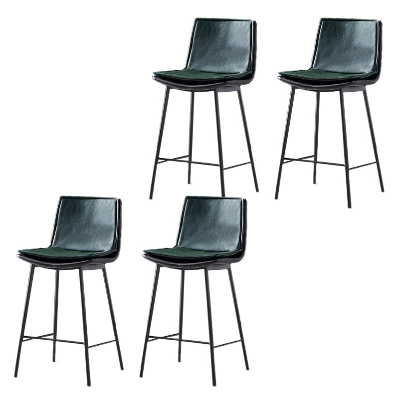 Contemporary Style Low Back Leather Armless Bar Stool with Metal Legs