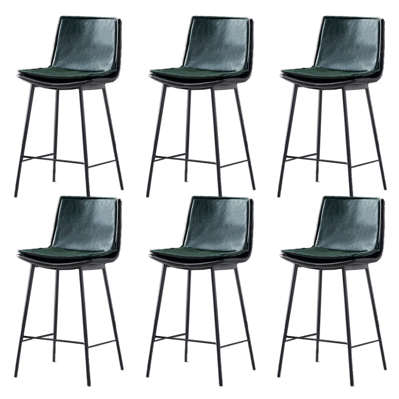 Contemporary Style Low Back Leather Armless Bar Stool with Metal Legs