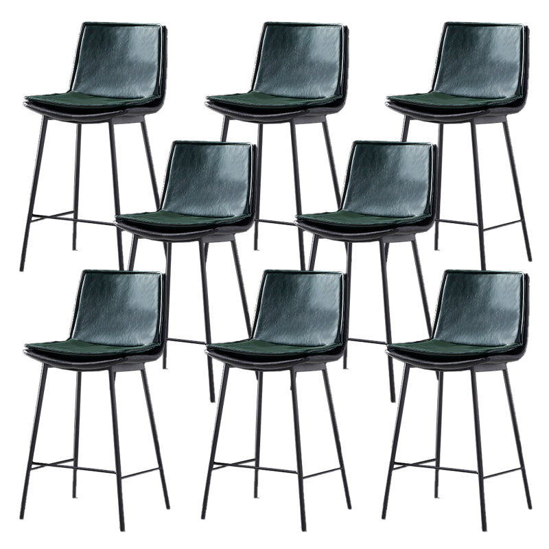 Contemporary Style Low Back Leather Armless Bar Stool with Metal Legs