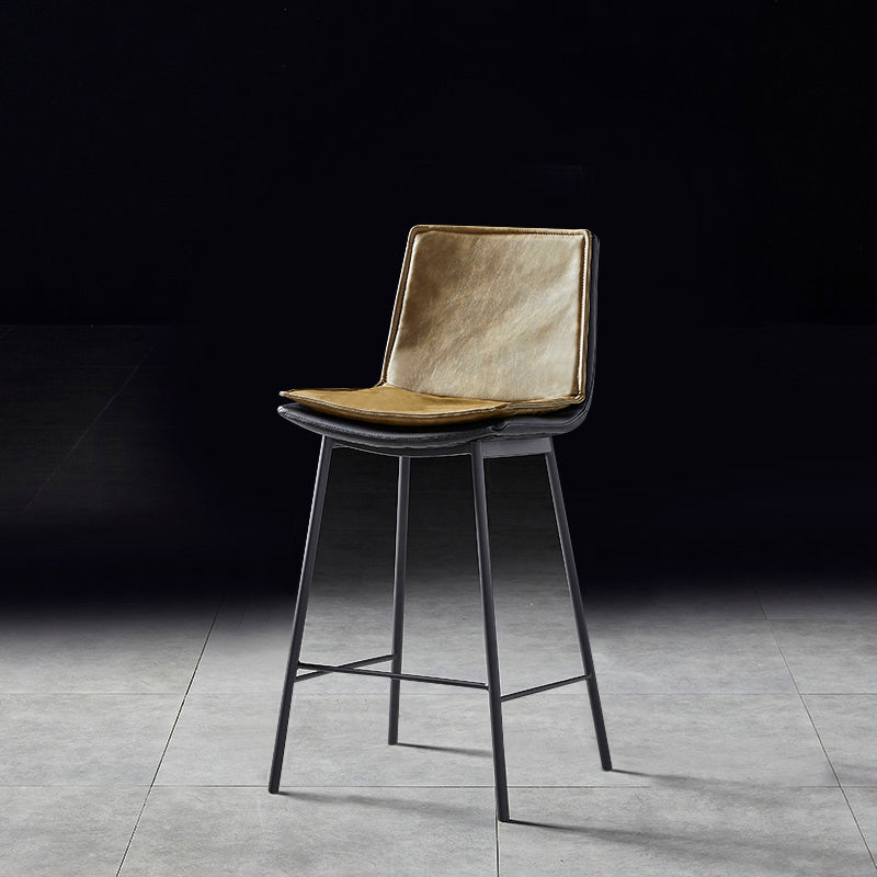 Contemporary Style Low Back Leather Armless Bar Stool with Metal Legs