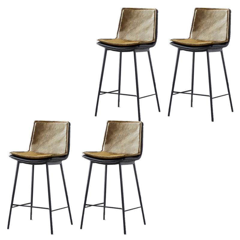 Contemporary Style Low Back Leather Armless Bar Stool with Metal Legs