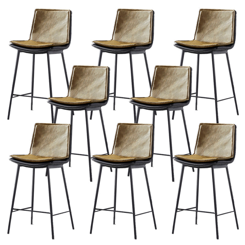 Contemporary Style Low Back Leather Armless Bar Stool with Metal Legs