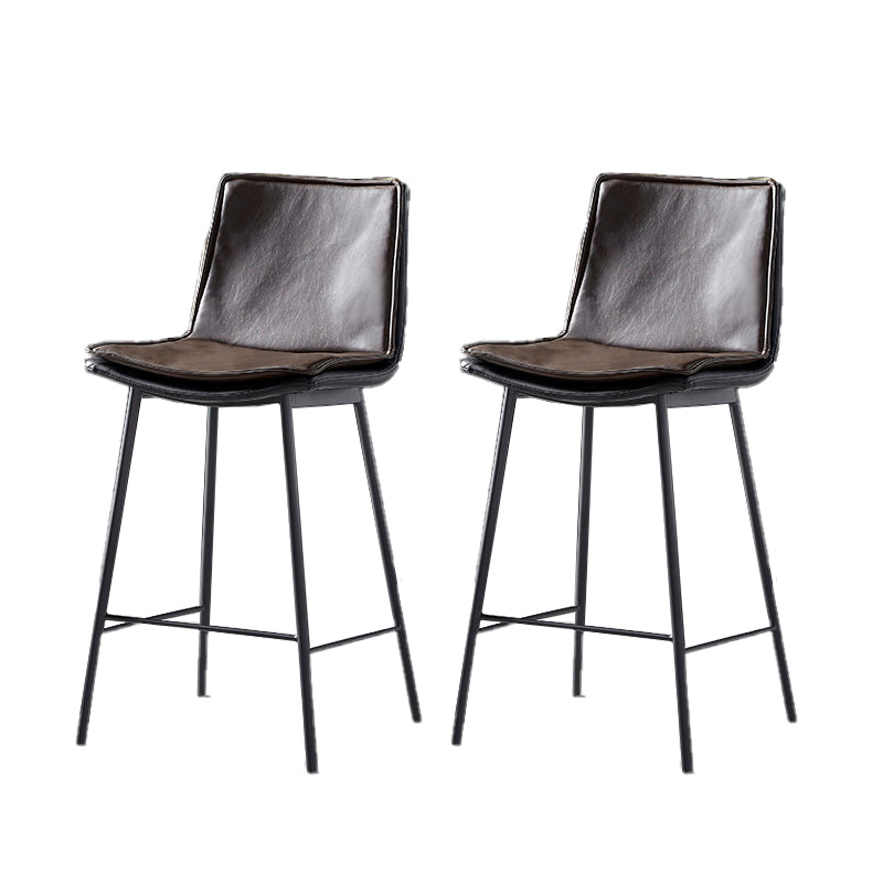 Contemporary Style Low Back Leather Armless Bar Stool with Metal Legs