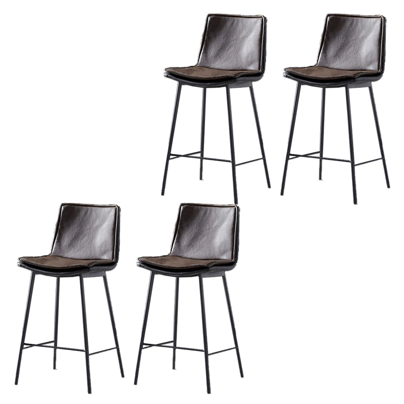 Contemporary Style Low Back Leather Armless Bar Stool with Metal Legs