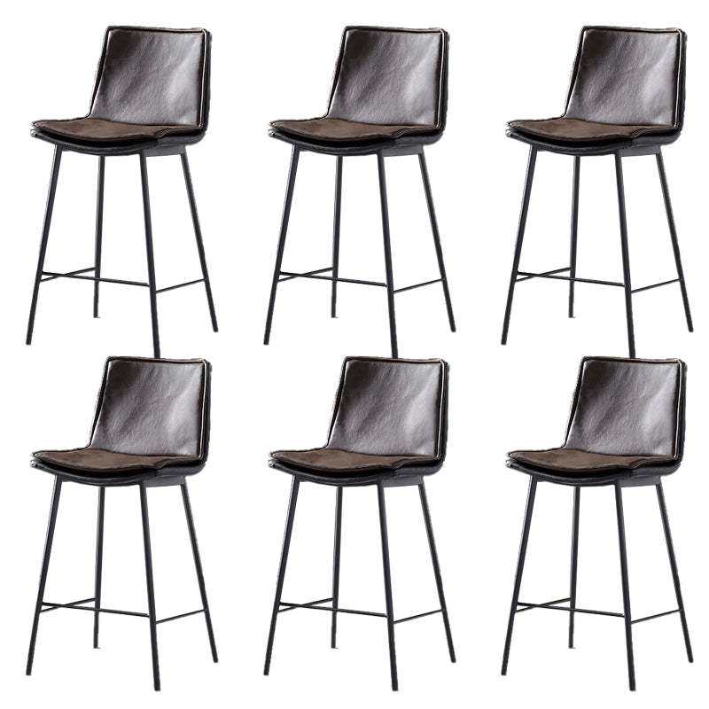 Contemporary Style Low Back Leather Armless Bar Stool with Metal Legs