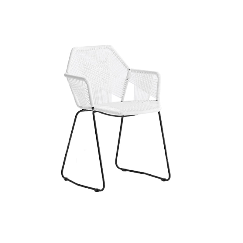 Modern Style Wicker Low Back Armed Bar Stool with Metal Legs