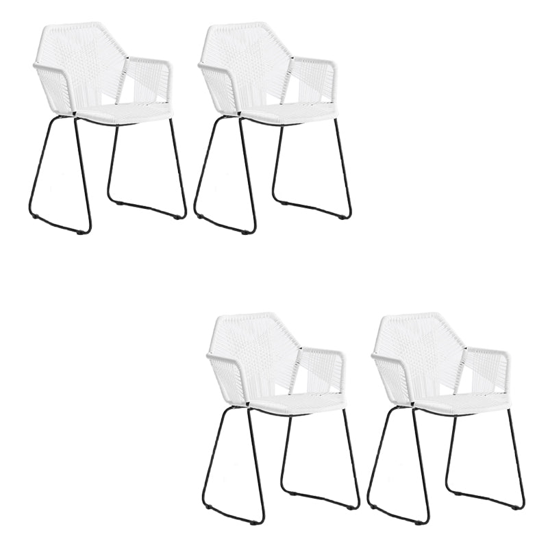 Modern Style Wicker Low Back Armed Bar Stool with Metal Legs