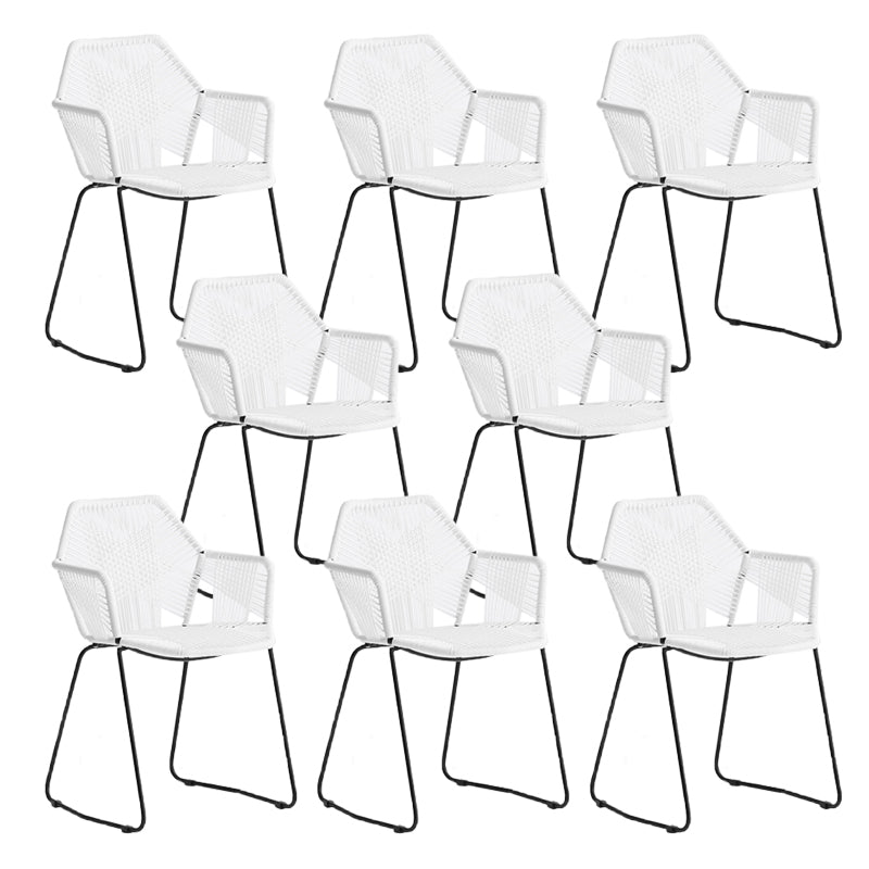Modern Style Wicker Low Back Armed Bar Stool with Metal Legs