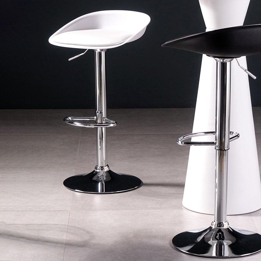 Modern Style Low Back Upholstered Adjustable Bar Stool with Metal Legs