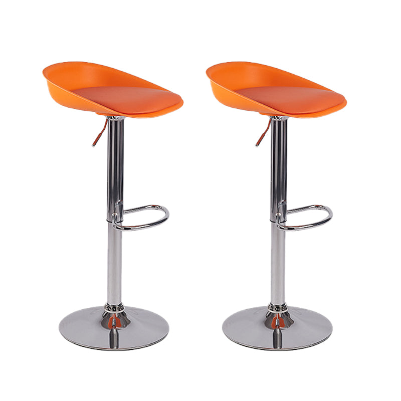 Modern Style Low Back Upholstered Adjustable Bar Stool with Metal Legs