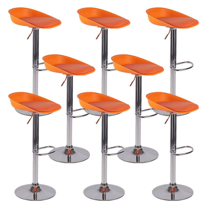 Modern Style Low Back Upholstered Adjustable Bar Stool with Metal Legs